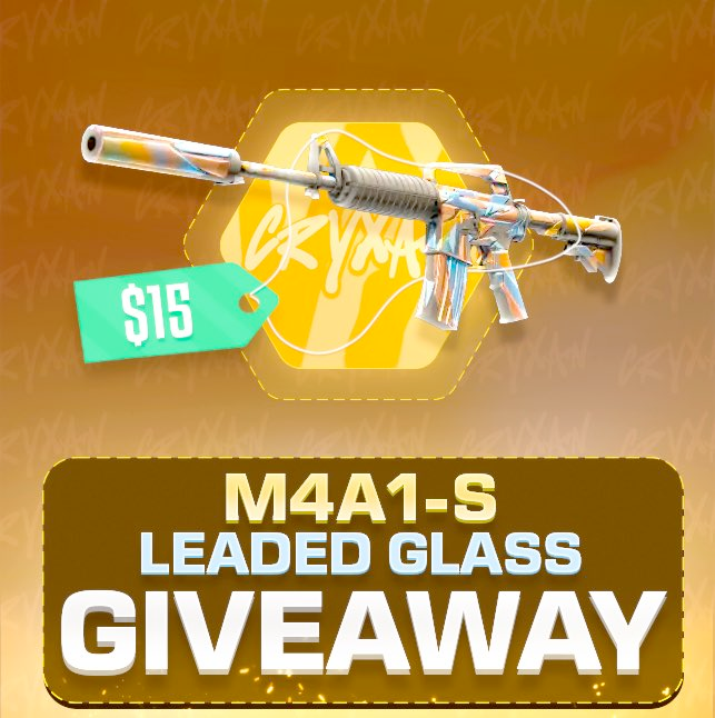 M4A1-S | Leaded Glass (15+$) GIVEAWAY🎉

Requirements:
✅Follow me: <a href="/Cryxan_/">Cryxan</a>
✅Retweet &amp; Like
✅Subscribe + Like: youtu.be/dNvcYQ9sO-8 (Show Proof)
(Optional: Leave a comment)

Ends in 72 HOURS🔥
#CSGOGiveaway #CSGOGiveaways #CS2 #CSGO #csgoskins