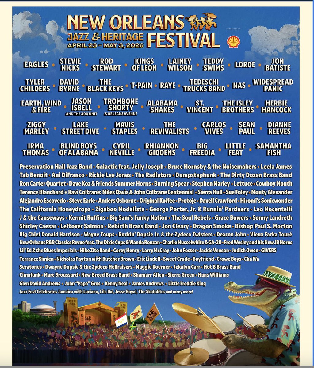 samkarlin's tweet image. Best Jazz Fest lineup in years. We are so back
