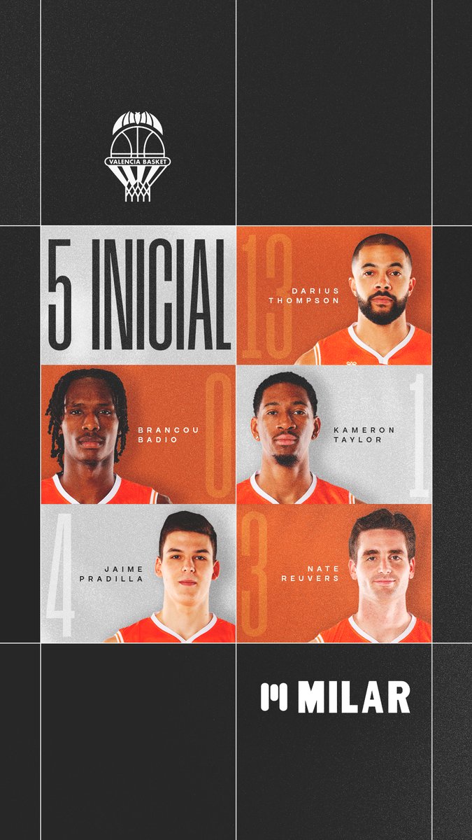 QUINTETO INICIAL 🧡

🏆 J15 <a href="/EuroLeague/">EuroLeague</a>
🏠🆚 <a href="/AnadoluEfesSK/">Anadolu Efes SK</a>
📅 Ju, 20:30h
📺 @movistarplus
🤝 <a href="/MilarCOMELSA/">Milar COMELSA</a>