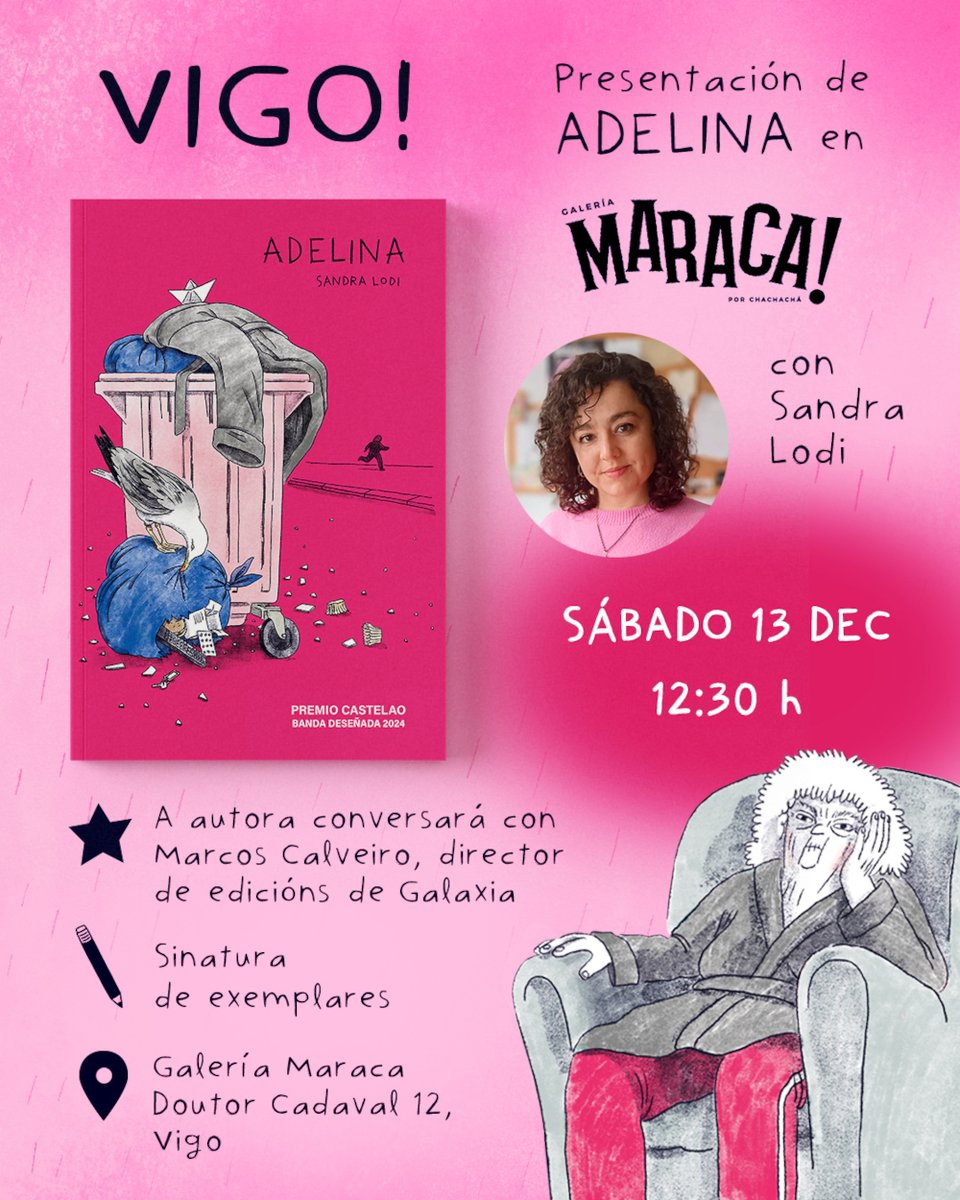 Vigo: presentación de Adelina, de Sandra Lodi: axendacultural.aelg.gal/2025/12/12/vig… <a href="/EdGalaxia/">Editorial Galaxia</a> <a href="/calveiro/">Calveiro</a>