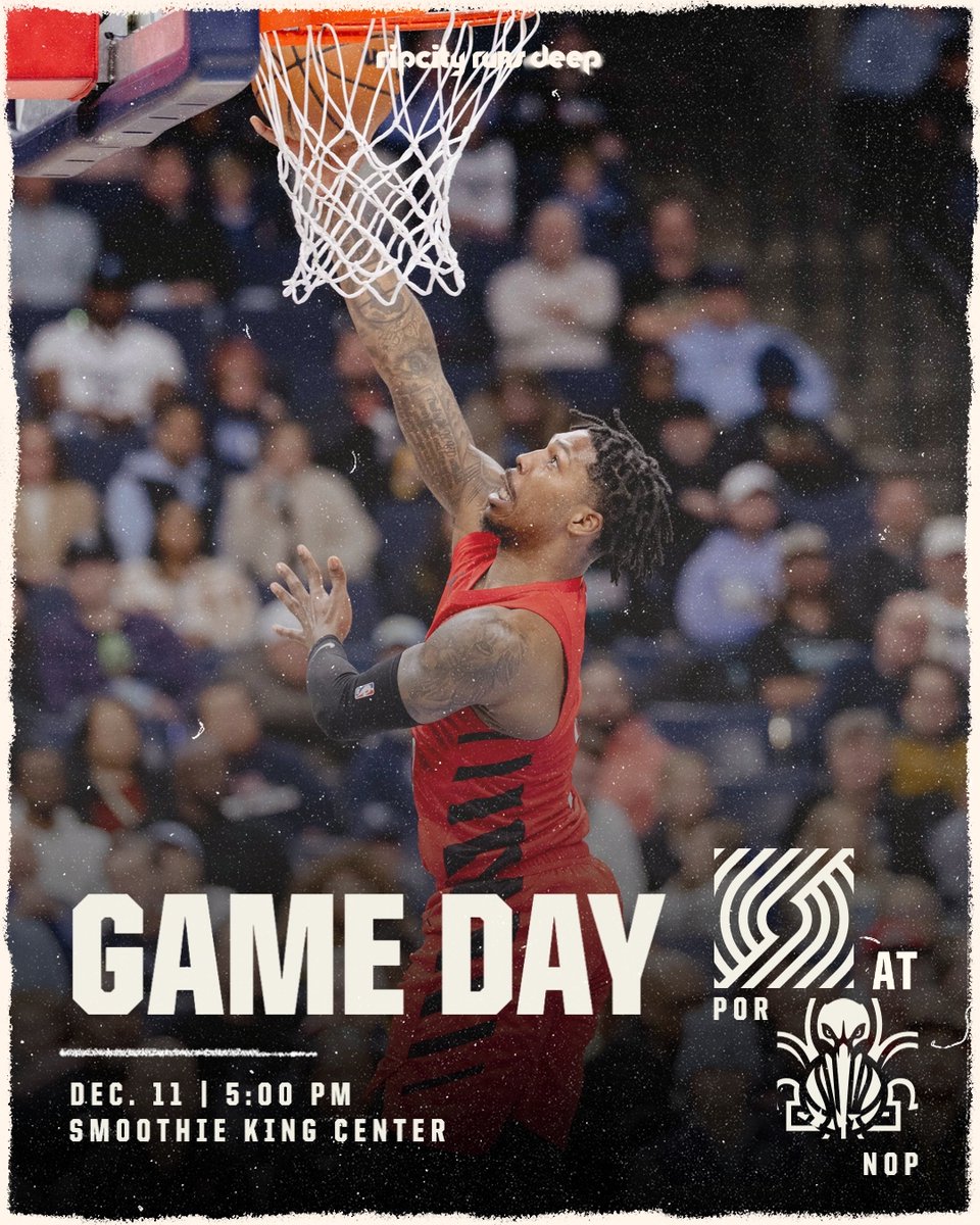 Back at it tonight 💪
🏀 #RipCity vs @PelicansNBA
🏟️ @SmoothieKingCtr
🕔 5:00 P.M. PDT
📺 BlazerVision // KUNP // Rip City Radio 620