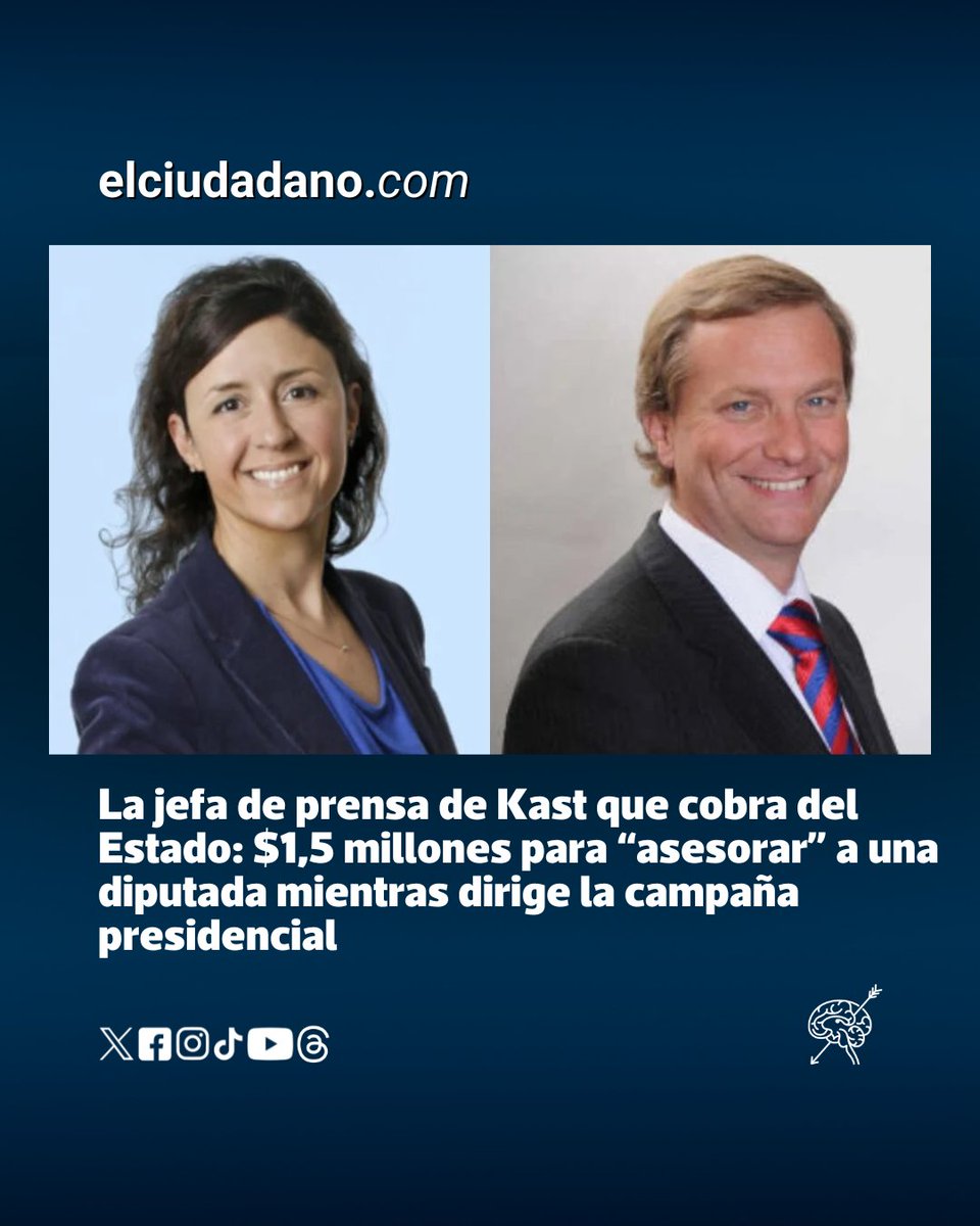 El_Ciudadano's tweet photo. Mientras dirige la comunicación de la campaña de Kast, María Paz Fadel recibe $1,5 millones mensuales como asesora de una diputada. El cruce entre funciones electorales y fondos estatales prende las alertas.

Leer más https://t.co/Z45lQm5rE6 https://t.co/9NT1ghs12B