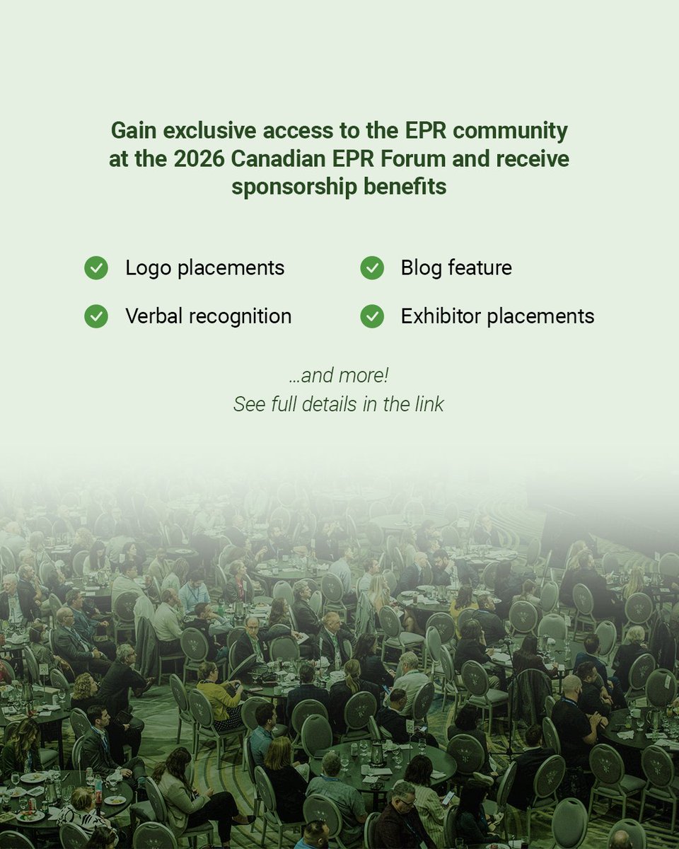 Have you heard? Sponsors will gain exclusive, unprecedented access to the #EPR community at the 2026 #CanadianEPRForum, taking place in #QuébecCity, on September 14–16, 2026! Multiple support tiers are available. Learn more: rebrand.ly/CPSC-Sponsorsh… #CanadianStewardship