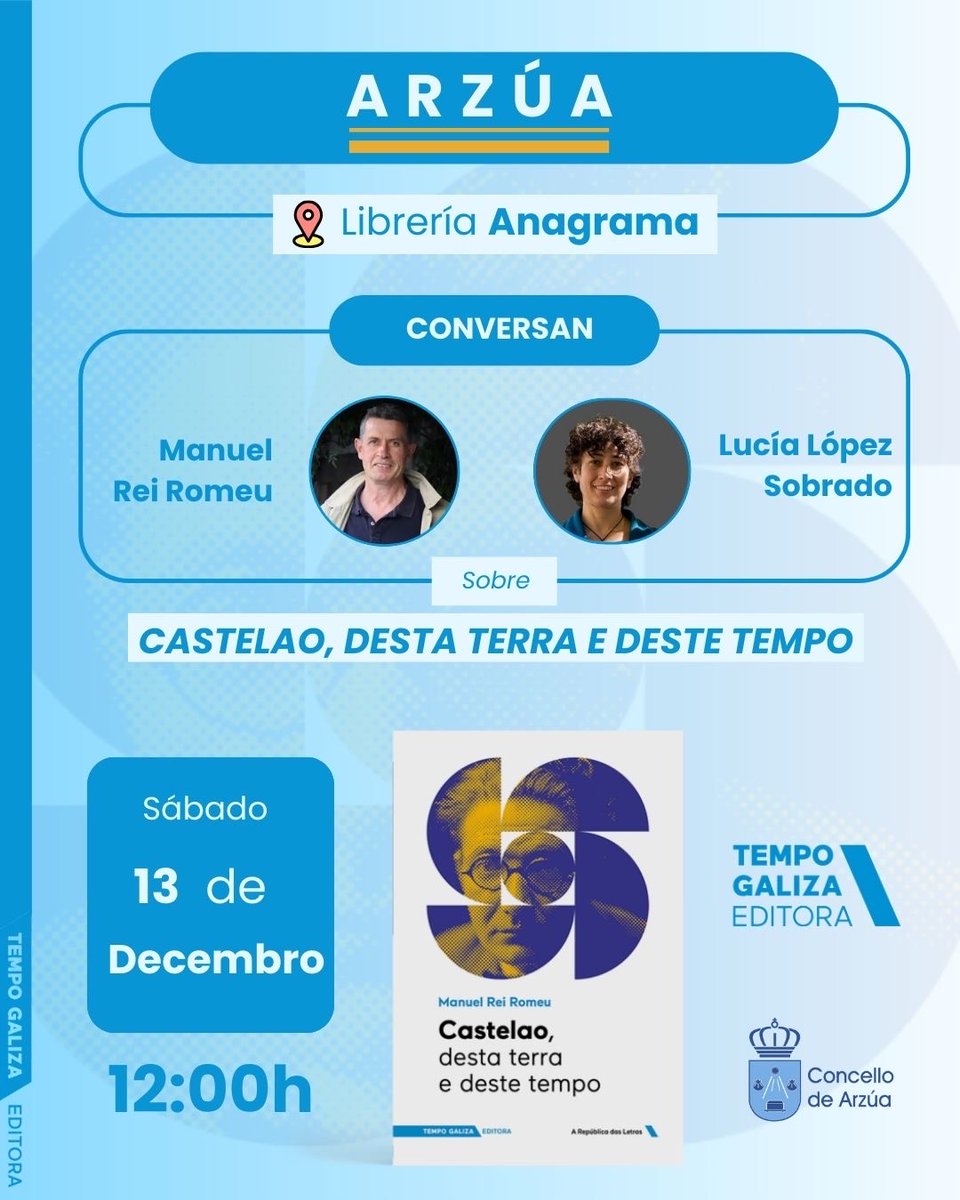 Arzúa: presentación de Castelao, desta terra e deste tempo, de Manuel Rei Romeu: axendacultural.aelg.gal/2025/12/12/arz… <a href="/TempoGaliza/">Tempo Galiza</a> <a href="/concellodearzua/">Concello de Arzúa</a>