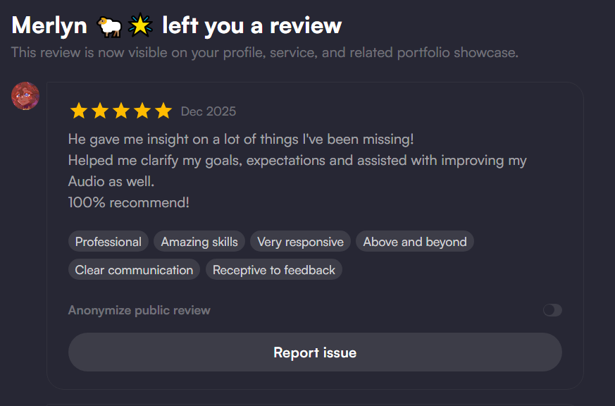 a review by a client who booked SAME DAY. My 45% OFF deal is active until midnight when my bill is due. I helped them find their niche, clarify what sets them apart, and fix some audio issues.  

take your content goals seriously in 2026. book now and schedule for later. 🌺