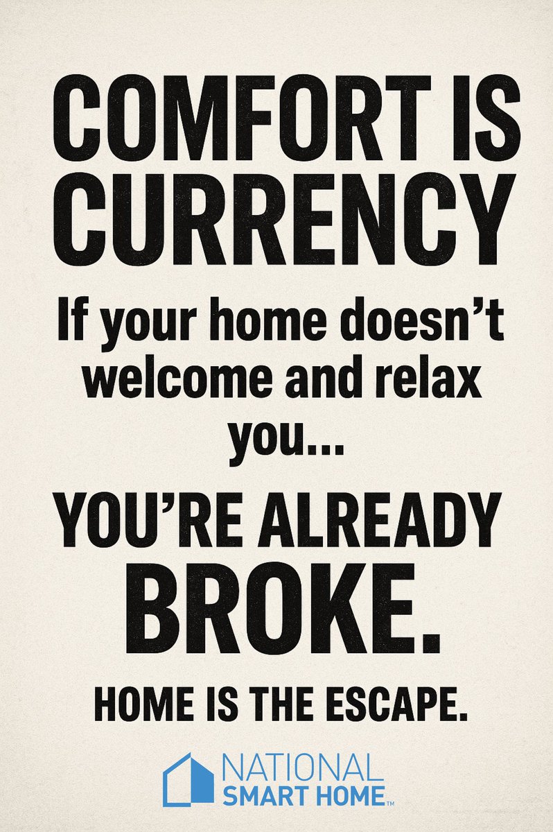 Comfort is the currency.
Home is the escape.

When the world gets loud, home is supposed to feel soft.
Welcoming.
Relaxing.
Yours.

If your home doesn’t give you that feeling,
it’s not a tech problem —
it’s a life problem.

Build a home that gives back.
Every day.

#SmartHome