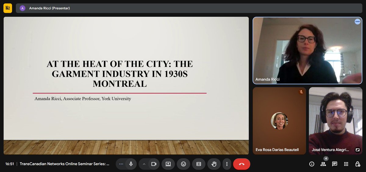 NTranscanadian's tweet image. We would like to thank @AmandaRicci85 for her wonderful seminar “At the Heart of the City: The Garment Industry in 1930s Montreal.”🤗 Thank you to all who participated in the fascinating discussion that followed. More to come on our next 📌#TransCanadianNetworksOnlineSeminars