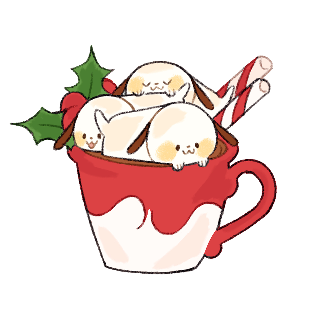 Some festive marshmallow pups in hot cocoa!