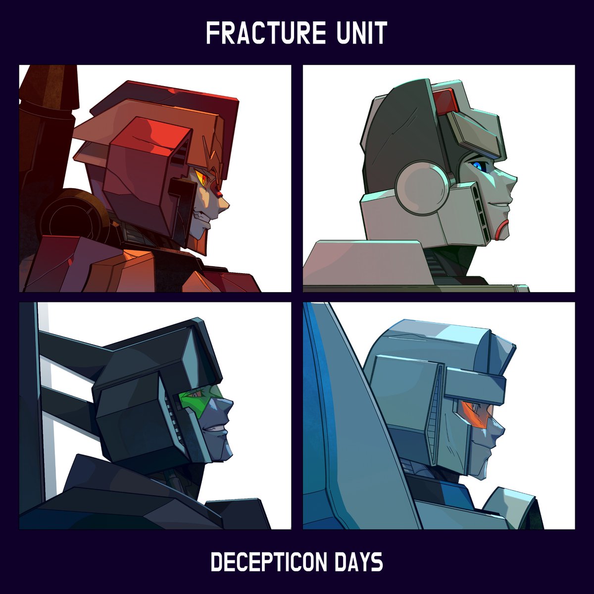 ConstructedCold's tweet image. i'd been sitting on this for some time and only finished it recently! right belongs to @TF_account660, bottom left to @phakuuu, bottom right to @chara_55!

#transformers #maccadam #tfoc