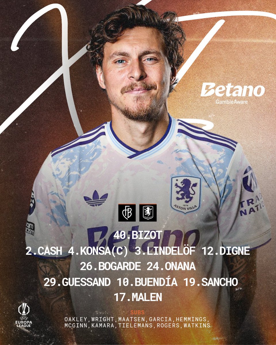 AVFCOfficial's tweet image. Tonight's team to face Basel ⬇️ #UEL