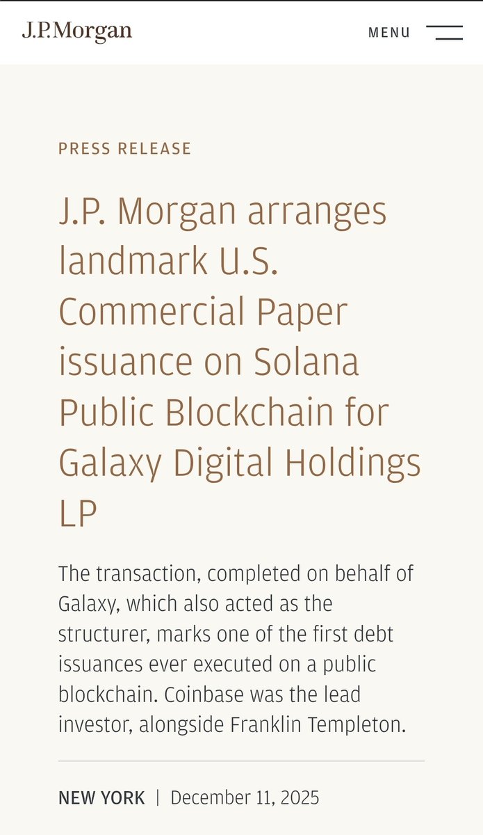 biggest western bank on earth using solana for important transactions 

so what happened to all the derplets saying institutions would never use the manlet chain?

trillions