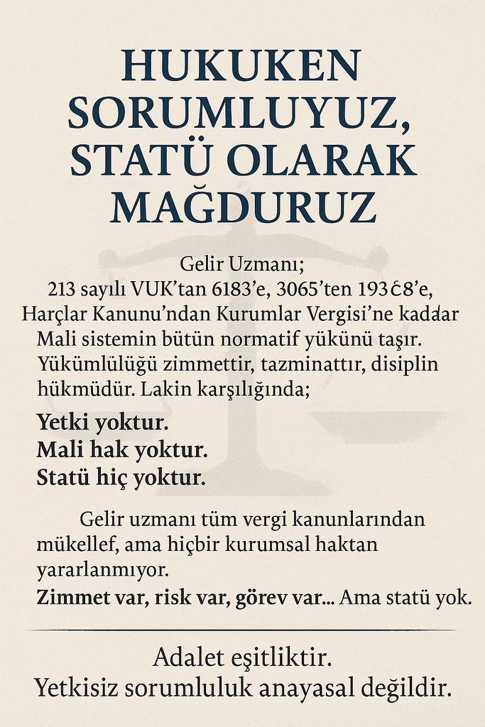 seydanur_my's tweet photo. Maaş farkı üzerinden statü yaratılması, kamuda çalışma barışını zedeler. Gelir uzmanlığı, yıllardır üstlendiği sorumluluk, iş yükü ve uzmanlık düzeyiyle bu ayrımı hak etmiyor. Emeğe göre adil ücret ve eşit statü talebi, tüm çalışanların ortak hakkıdır. #geliruzmanları https://t.co/A9OabX4ZOV
