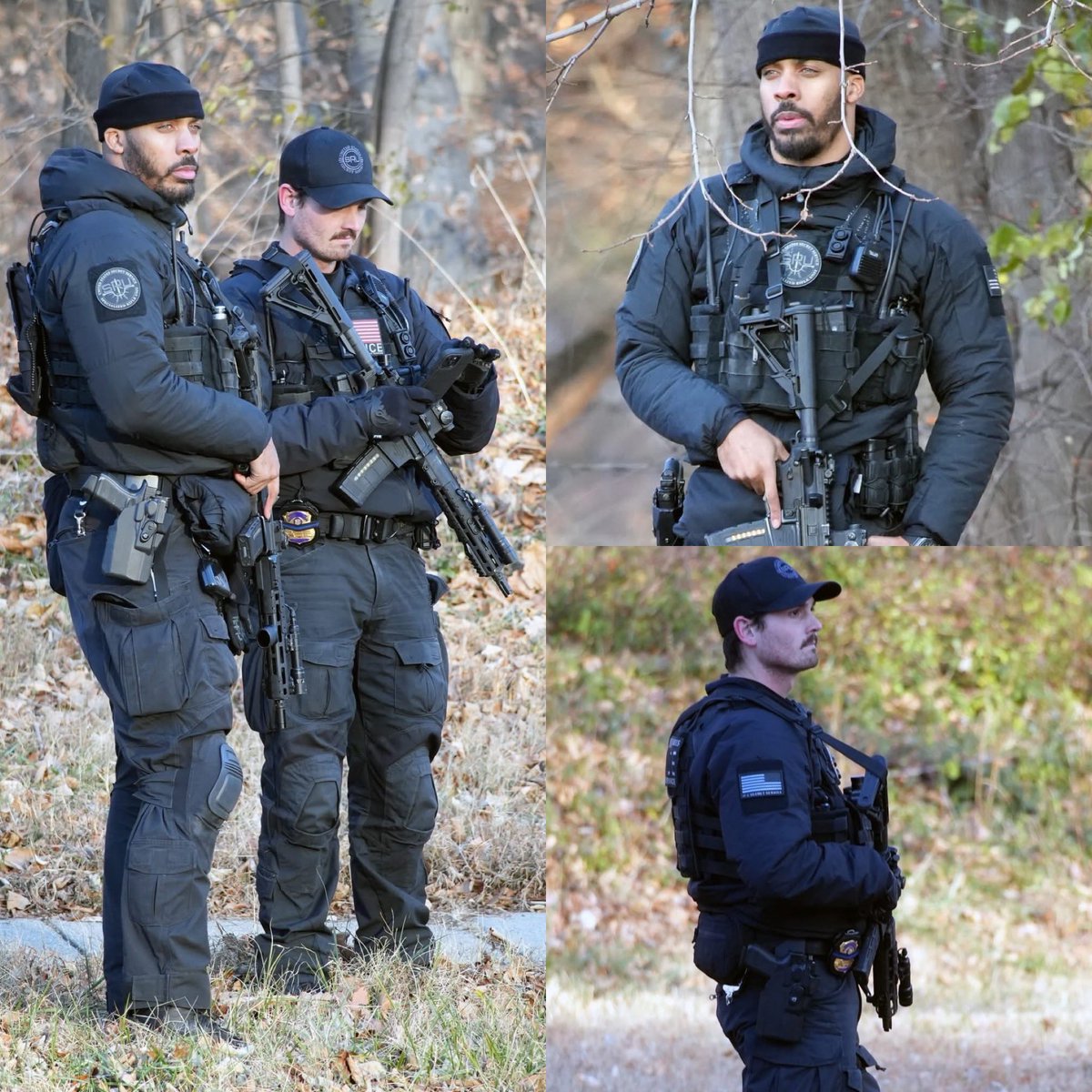 United States Secret Service Uniformed Division Police Specialized Rifle Unit (SRU) members stand watch outside of the U.S. Naval Observatory as President Trump arrives, 2025.