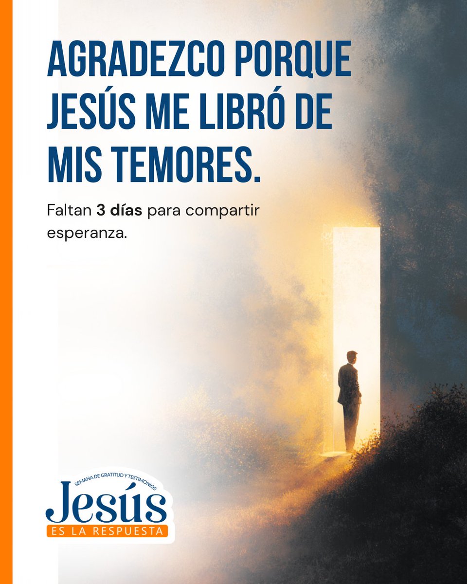 El miedo se desvanece cuando Jesús ilumina el camino.
Hoy agradecemos por Su fuerza y Su compañía en cada batalla.

#SinTemorConJesús
#JesúsEsLaRespuesta
 #SGyT2025 #SemanaDeGratitudyTestimonios