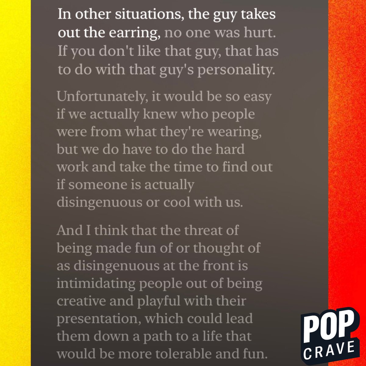 PopCrave's tweet image. Lucy Dacus defends seemingly-hetero men who wear a dangly earring on Las Culturistas:

“Sometimes people are the ally at the Pride Parade for years before they figure out why they keep showing up…we have to do the hard work and take the time to find out if someone is actually…