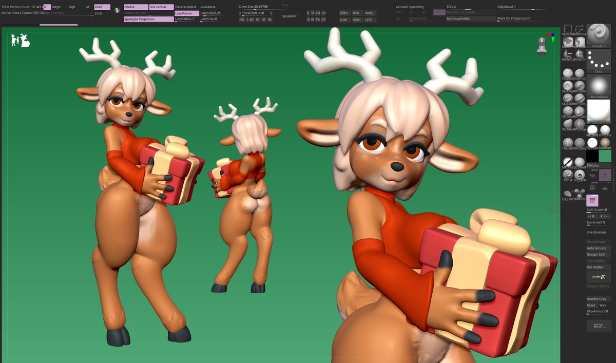 For this Christmas, I 3D modeled a very generous reindeer girl named Vixen. If time permits, the other 8 reindeer girls might follow! 🦌