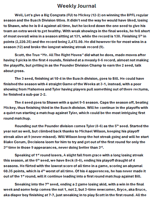 BPFL Fantasy Football League tweet media