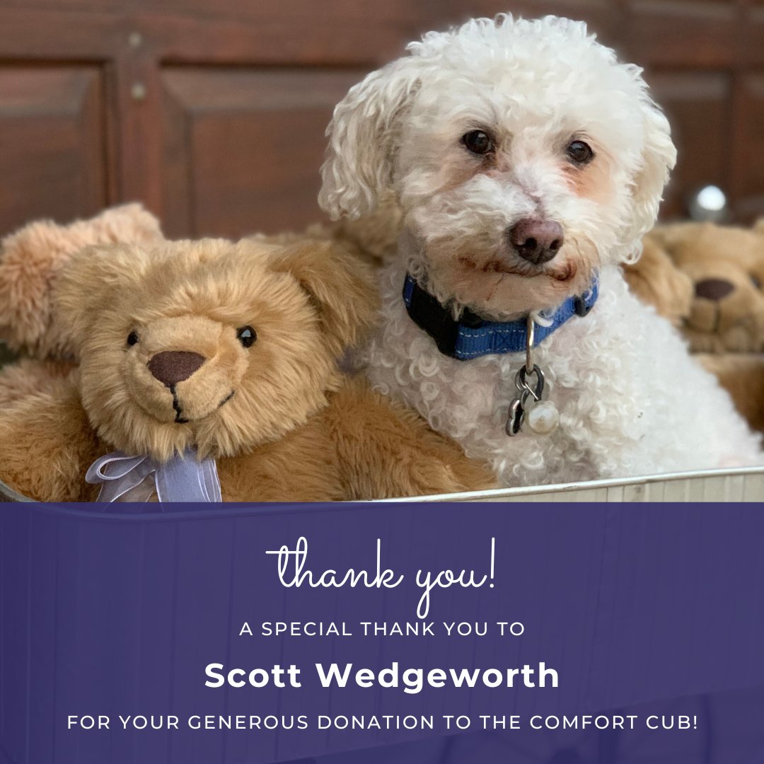 A special thank you to Scott Wedgeworth for your generous donation to The Comfort Cub!

#thankful #TheComfortCub #hopeyoucanhold #teddybear #survivor #hope #hug #healing #brokenheart #mentalhealth