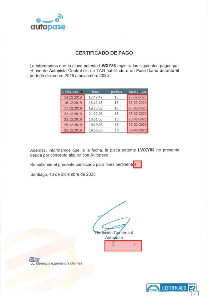 ommm5555's tweet photo. El "certificado de pago" presentado por Jeannette Jara contiene una serie de inconsistencias extrañas q paso a detallar:

1) No trae un número de certificado para registro o validación
2) Informa fechas en formatos distintos (14.12.2019 / 25-02-2020), lo cual da a sospechar q fue elaborado "a mano"
3) Falta punto en frase final, lo cual confirma q fue elaborado a mano por "alguien"
4) La firma digital presenta una discontinuidad, lo cual nuevamente eleva sospechas
5) Texto desalineado en campos cc.

Son tan pero TAN pencas q no son capaces ni de falsear un certificado sencillo de manera aceptable.

#JaraDePalo
#JaraMiente 
#TAG