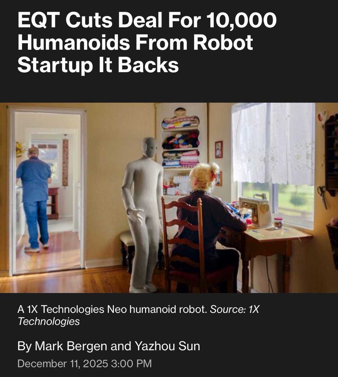 Private Equity Giant EQT just ordered 10,000 humanoid robots. The goal is  to convert robots into a new source of value creation