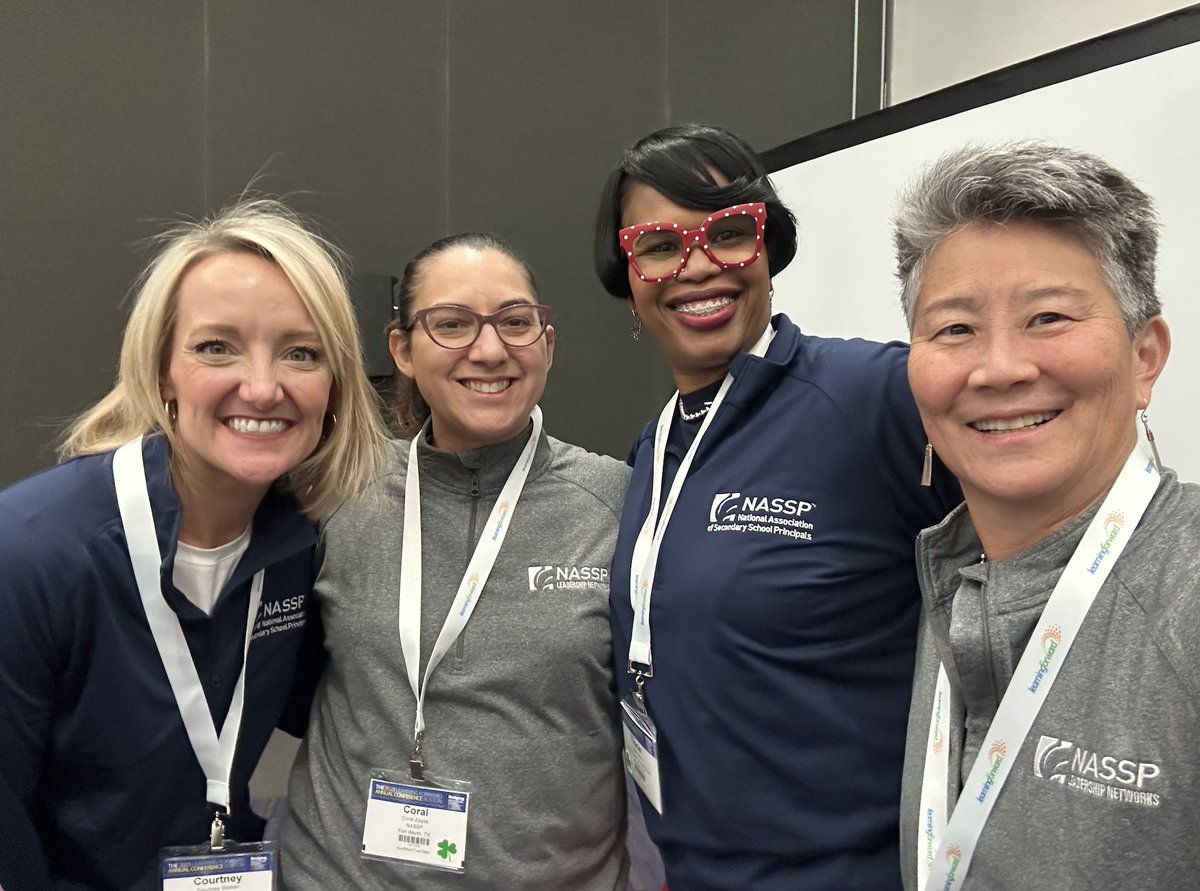 NASSP's tweet photo. Proud to be at the Learning Forward Conference with past NPOY &amp; NAPOY honorees! Shoutout to 2025 NPOY Tracie Swilley and 2024 NAPOY Courtney Walker, who presented earlier this week and represented NASSP proudly. 💙 #NPOY #NAPOY #LearningForward https://t.co/5V6tPrR8ne