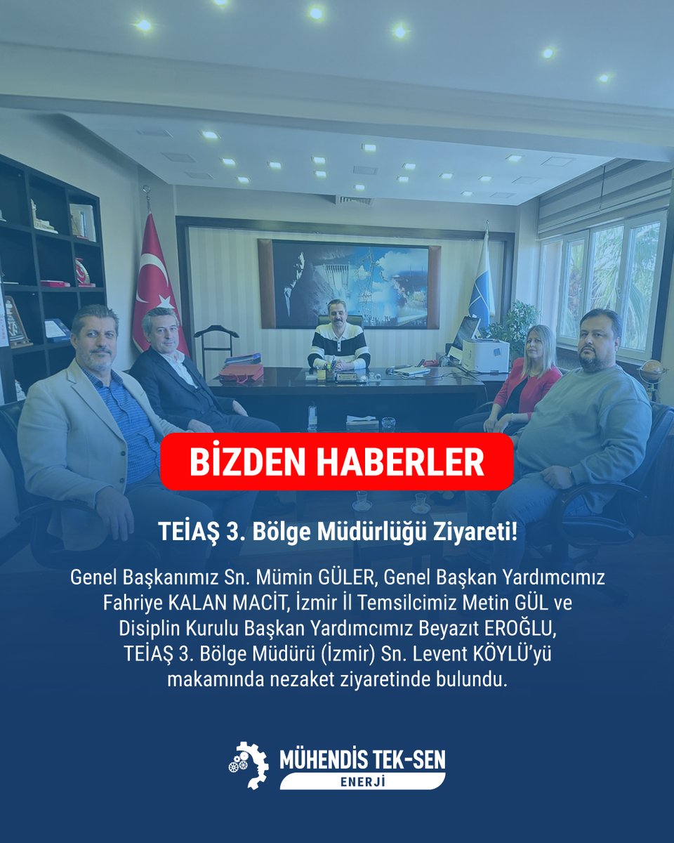 MuhTekEnerji's tweet photo. TEİAŞ 3. Bölge Müdürlüğü Ziyareti

Genel Başkanımız Sn. Mümin GÜLER, Genel Başkan Yardımcımız Fahriye KALAN MACİT, İzmir İl Temsilcimiz Metin GÜL ve Disiplin Kurulu Başkan Yardımcımız Beyazıt EROĞLU, TEİAŞ 3. Bölge Müdürü (İzmir) Sn. Levent KÖYLÜ’yü makamında nezaket ziyaretinde bulundu.

Gerçekleşen ziyarette, mühendislerin ve teknik personelin stratejik rolü ve Mühendislik Meslek Kanunu’nun gerekliliği üzerine kapsamlı değerlendirmelerde bulunuldu. Üyelerimizin mesleki haklarının güçlendirilmesi, çalışma koşullarının iyileştirilmesi, sektörde karşılaşılan mesleki riskler gündemin önemli başlıklarını oluşturdu.

#MühendisTekSenEnerji #TEİAŞ #MeslekKanunu #Ziyaret #BizdenHaberler