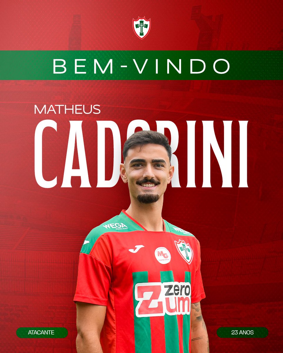 A Portuguesa SAF anuncia oficialmente a contratação do atacante Matheus Cadorini, em um acordo válido até o final de 2028.

Revelado nas categorias de base do Internacional-RS, o avançado de 23 anos teve uma parceria de sucesso com o técnico Fábio Mathias no clube gaúcho, onde