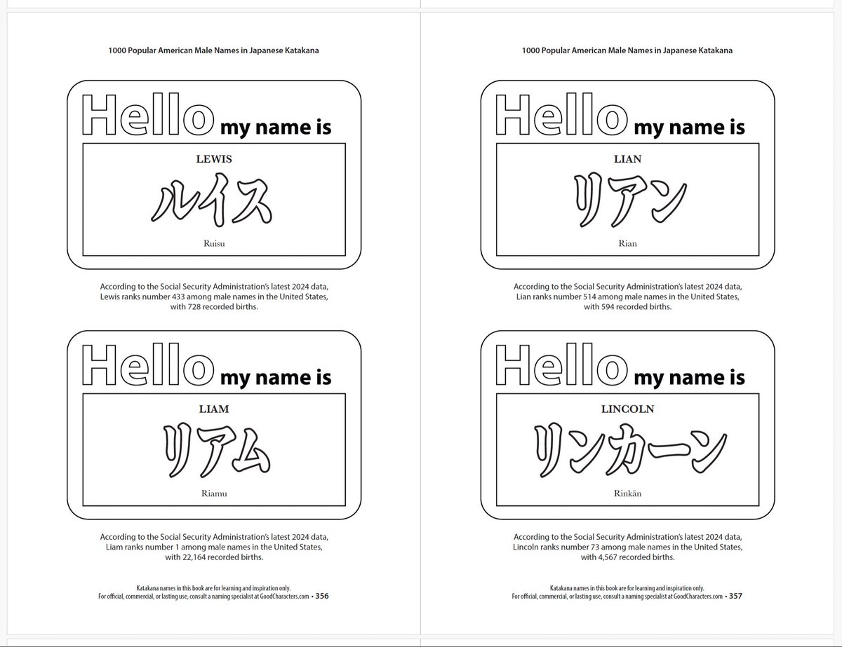 andychuang's tweet photo. When I started Good Characters in 2001, it was martial arts school owners who kept me going. That’s why I’ve created something special for them — 1000 Popular American Male Names in Japanese Katakana. https://t.co/gJGmaODRXy
