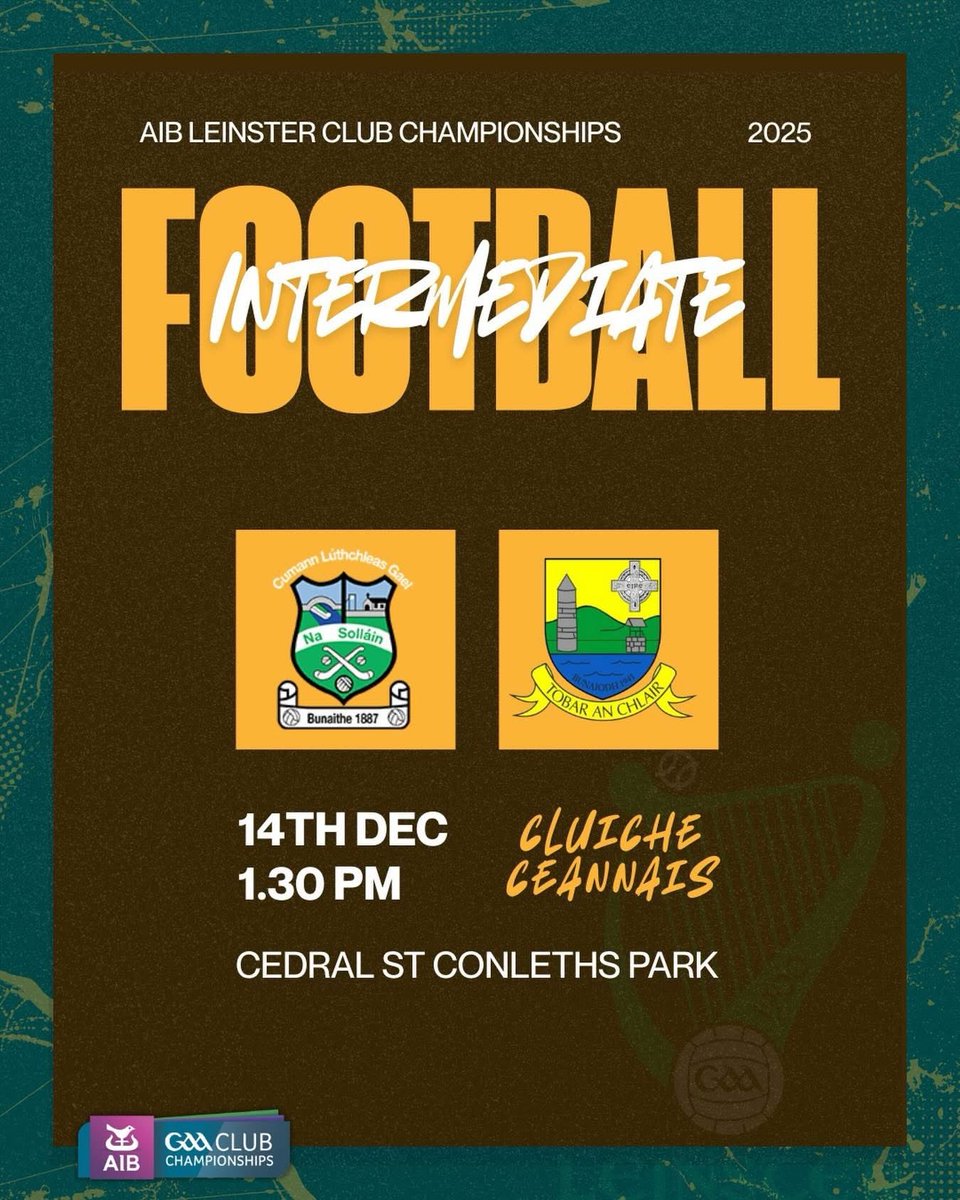 We would like to wish our neighbours in Tubberclair GAA all the best as they take on Sallins GAA of Kildare in the Leinster Final this weekend. The game takes place in Newbridge on Sunday at 1.30pm!