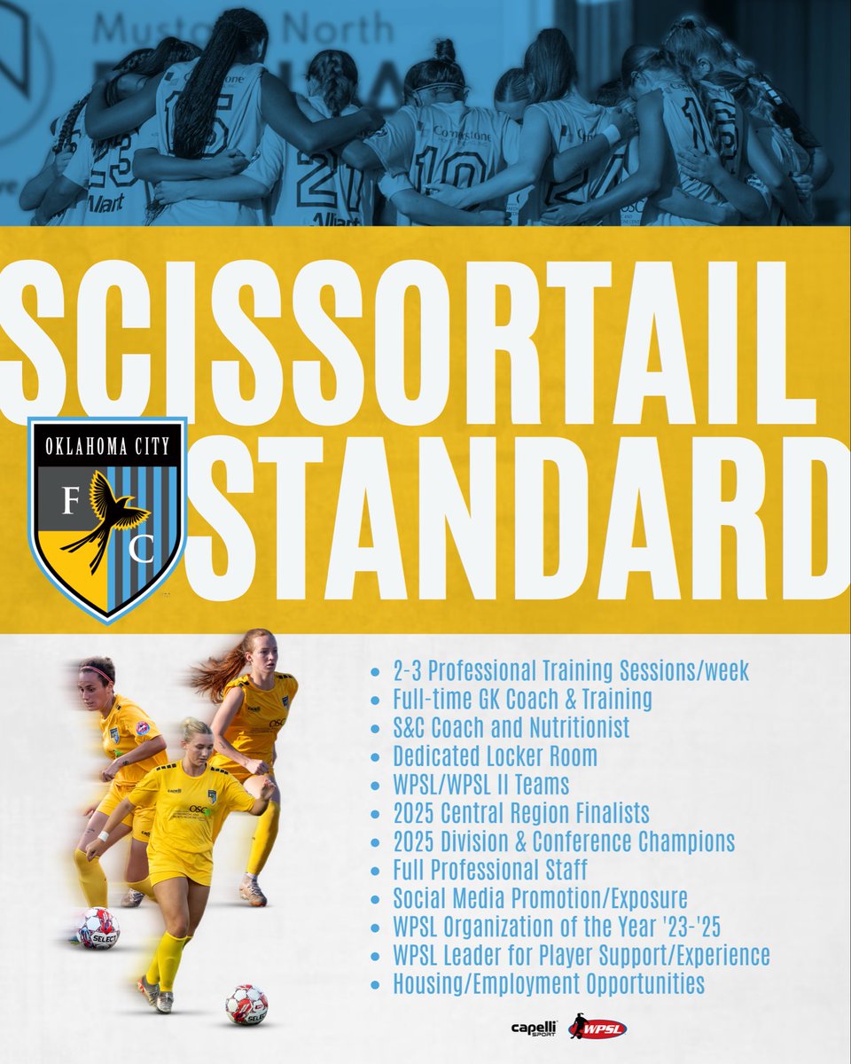 OklahomaCityFC's tweet photo. The Scissortail Standard❕

Our players are our priority. We strive to give our players the best experience possible. From our front office to coaches to support staff, we all are rooted in upholding our Standard. 

We cannot wait to kick off our 16th season! https://t.co/TRC7sM4yuD