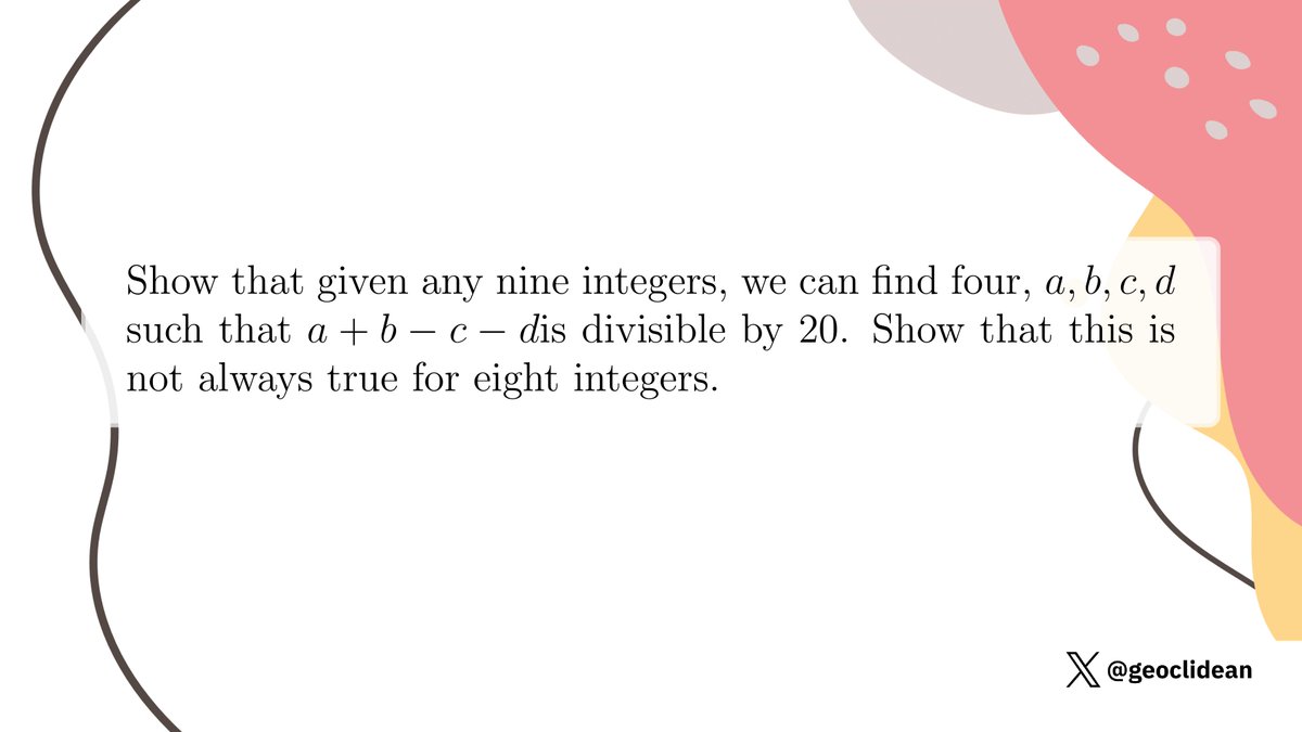 geoclidean's tweet image. Yaphp
#ModularArithmetic #CombinatoricsUnsolved #Combinatorics