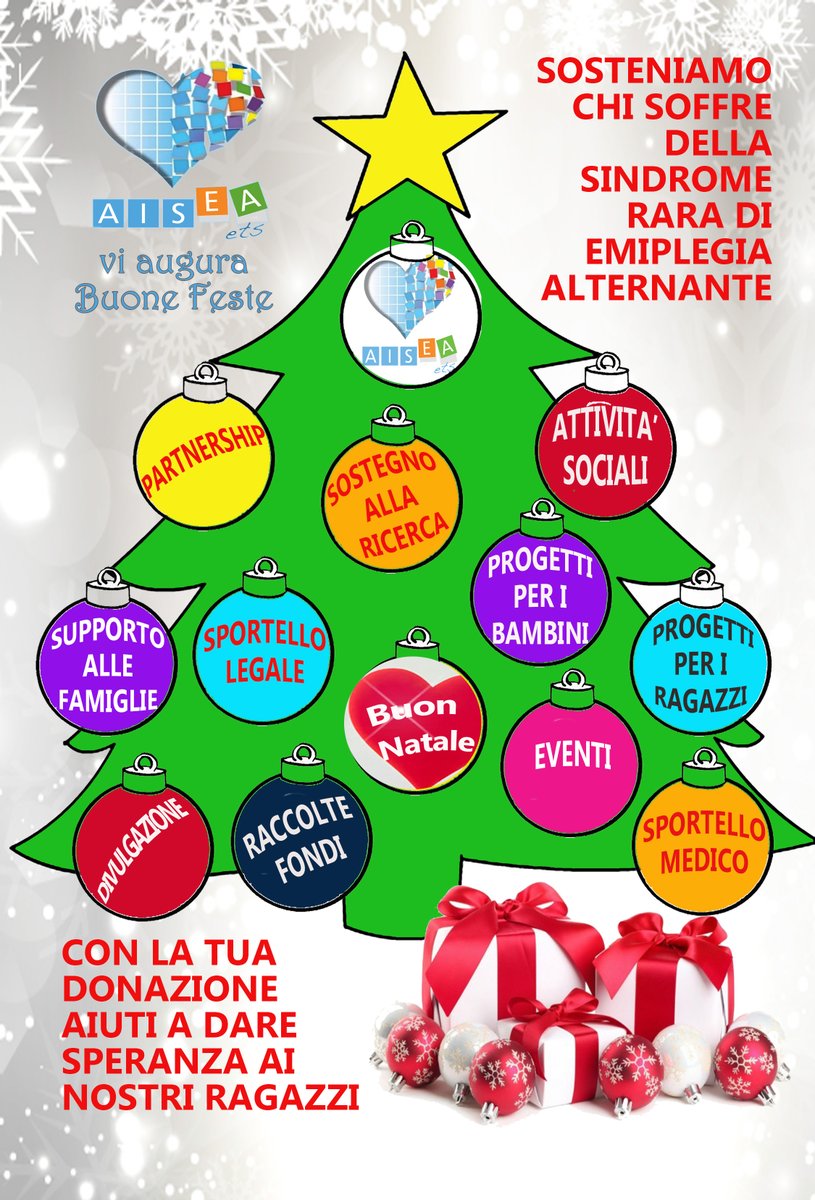 aiseaets's tweet photo. Una pallina di Natale per A.I.S.EA. Scopri e sostieni le nostre attività. Ogni piccola donazione è un grande regalo. Grazie
https://t.co/6cHbGSf8pY https://t.co/lxSWW5F5PW