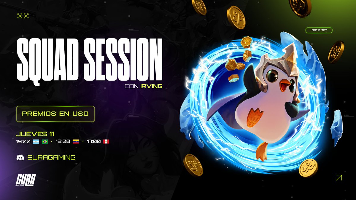 suragamingteam's tweet photo. DESPEDIMOS LA ULTIMA SQUAD SESSION DE LA SEMANA A LO GRANDE! 🇲🇽

El pana @IrvinGSlz estará jugando TFT junto a la comunidad de Sura y demostrando quien es el mejor de la grieta 🎮

Nos vemos a las 19:00hs en https://t.co/WbfpXwMvsH 🟢

📲 Si quieres descubrir mas eventos, descárgate la Sura App y súmate a la comunidad Gaming mas grande de LATAM.    

#Gaming #SuraGaming #latinoamérica #VALORANT