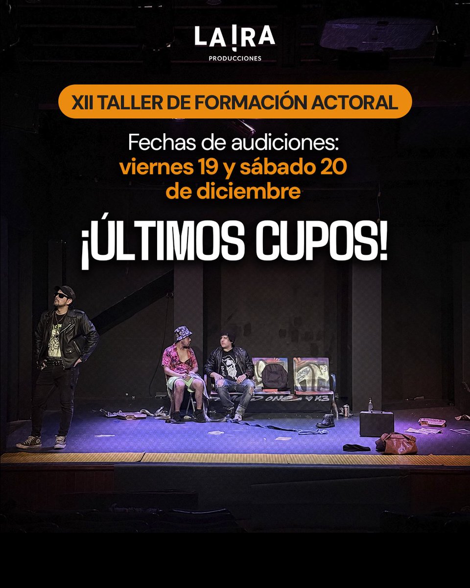 🎭✨ ¿Sueñas con actuar? Este es tu momento.
Las audiciones para el XII Taller de Formación Actoral están por comenzar y quedan los últimos cupos disponibles.
📅 Audiciones: Viernes 19 y sábado 20 de diciembre
Da el primer paso. Tu historia puede empezar aquí. 🌟