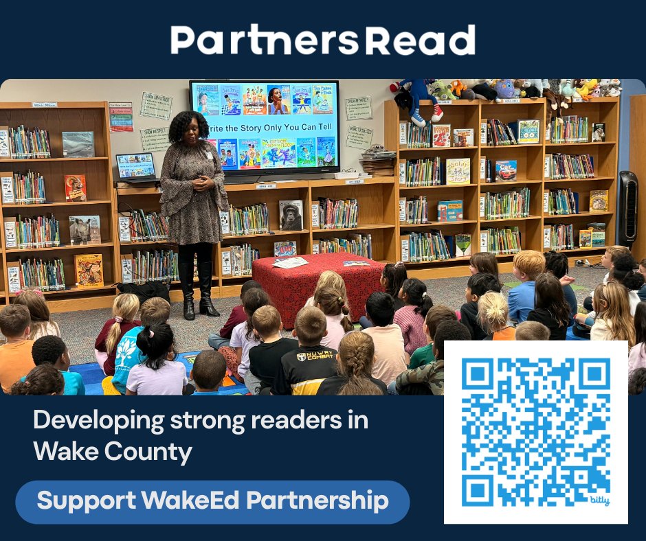 wakeedpa's tweet photo. A book can change a child’s world. 📚✨ 

Through #PartnersRead, WakeEd distributes 12,000 free, age-appropriate books every year to help first graders build confidence and home libraries. Your year-end gift helps ensure students keep discovering the joy of reading—right here in Wake County.  

📘 Give today: https://t.co/Pohee8nO3o
