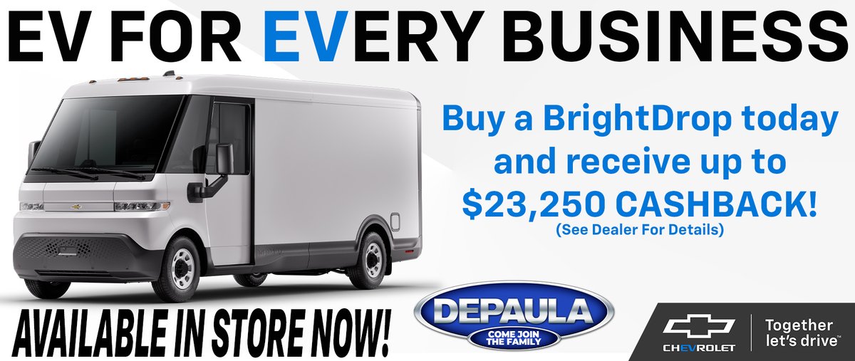 ThinkDePaula's tweet image. The Chevrolet BrightDrop just got brighter at DePaula Chevrolet !📷
depaulachevrolet.com/new-vehicles/b…
#thinkdepaulachevrolet #ComeJointheFamily #BrightDrop #EV
#electricvehicle #LastMileDelivery #sustainablelogistics