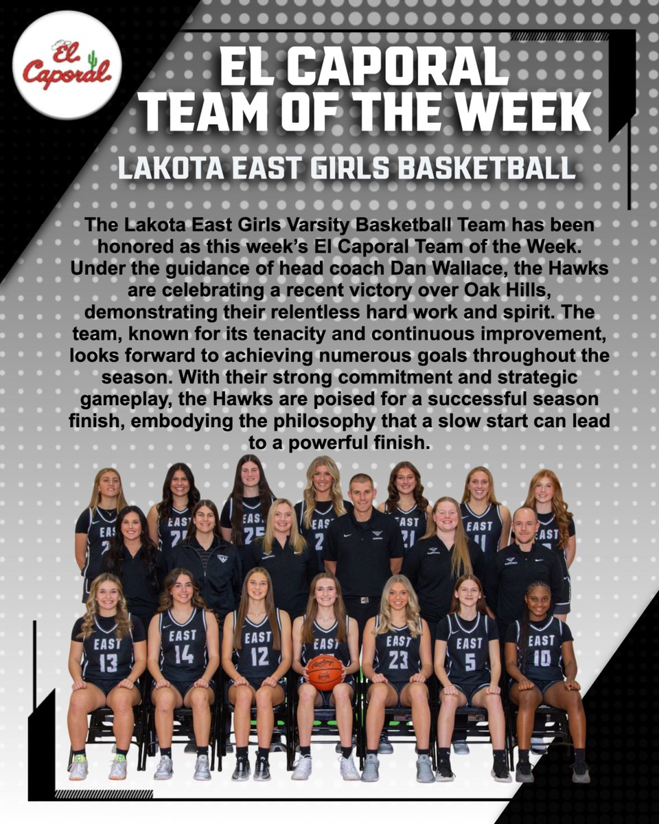 HilenSID's tweet photo. East Girls Basketball is the El Caporal Team of the Week for 12/11/25 https://t.co/rUO8k071b7