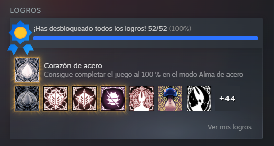 GEEEENTE
He de deciros que tras 120h de juego, hemos conseguido completar #SilkSong  con todos los logros!