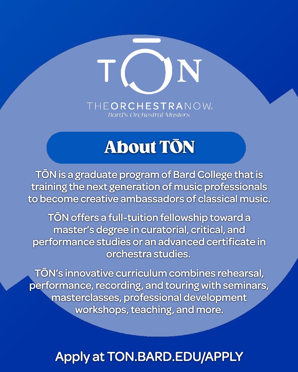 TheOrchNow's tweet photo. The application deadline for Fall 2026 is Jan 2. Openings: violin, viola, cello, bass, flute, oboe, clarinet, bassoon, horn, trumpet, tenor trombone, tuba, and percussion in the 3-year master’s degree or 2-year advanced certificate program. Apply at https://t.co/AdnGARpIoz https://t.co/hINaAA9zTS