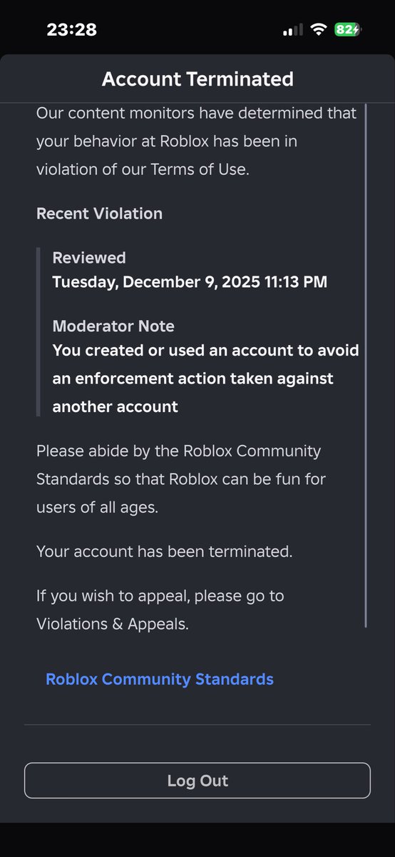 vysiip's tweet photo. Dear Roblox Appeals Team,
I’m requesting a review of my account termination. I was banned for “creating or using an account to avoid an enforcement action,” but I have only used my own account and have never made or used alts to evade moderation. https://t.co/mT641YJoql
