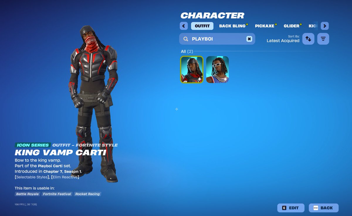 Batchhii's tweet photo. Thank you @FortniteGame &amp; @EpicGames for granting me the new Playboi Carti skins &amp; bundle early! #EpicPartner 

The bundle will be available tonight in the item shop 🔥 https://t.co/MYiYV03p2t