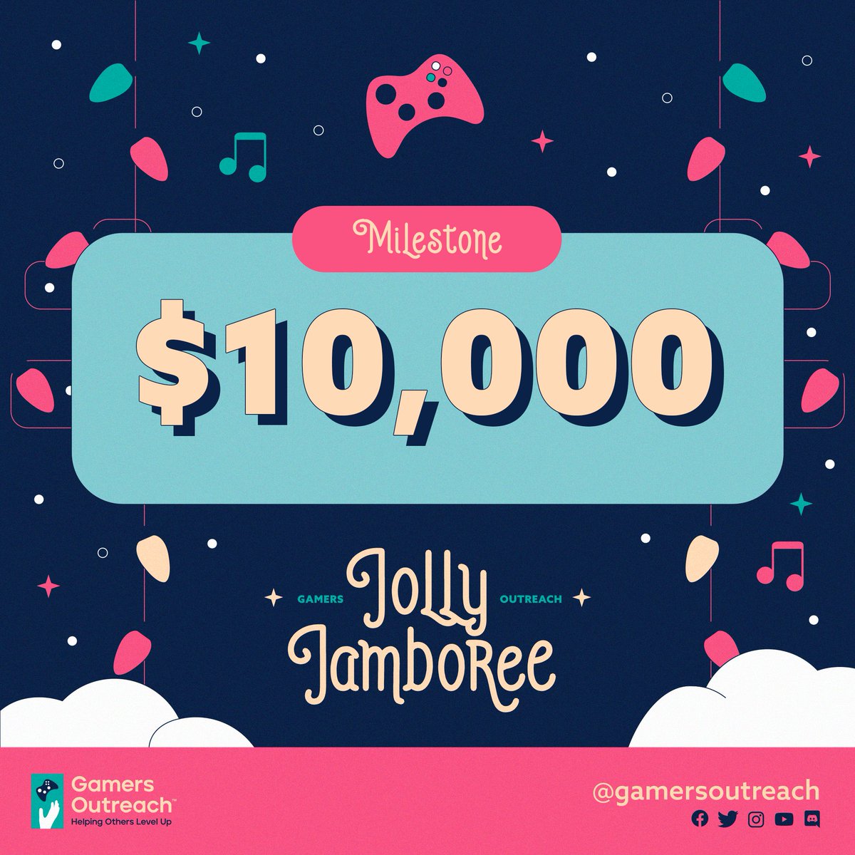 GamersOutreach's tweet image. Hurray! We have hit our first Jolly Jamboree milestone $10,000 dollars raised 🎉

'Tis the season to bring more play and joy to kids in hospitals #JJ2025 🎮😊