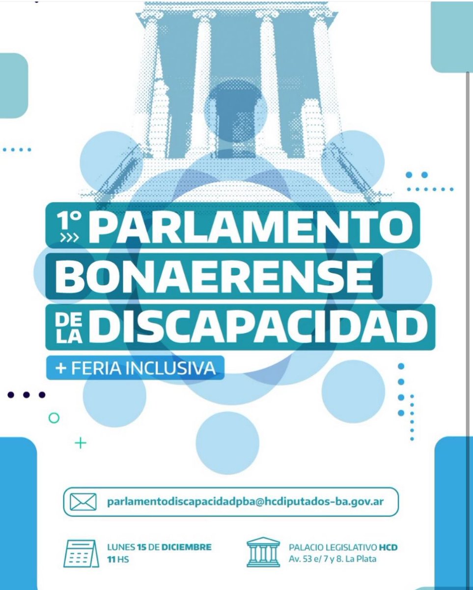 Este lunes 15 de diciembre nos vemos en el 1° Parlamento Bonaerense de la Discapacidad en la Honorable Cámara de Diputados.

En un contexto donde el Gobierno nacional recorta pensiones, desfinancia servicios y avanza sobre sus derechos fundamentales, acompañar a las personas con