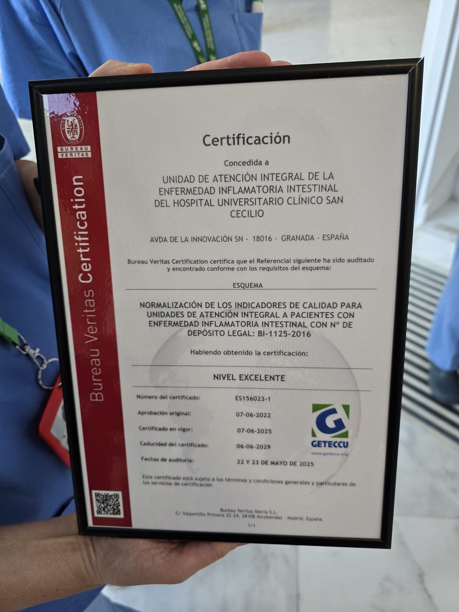La Unidad de Atención Integral a pacientes con Enfermedad Inflamatoria Intestinal del 🏥 ha renovado su acreditación nacional en nivel de excelencia otorgada por GETECCU, tras superar una auditoría con criterios más exigentes.

👉 bit.ly/4a61nId

#CalidadAsistencial