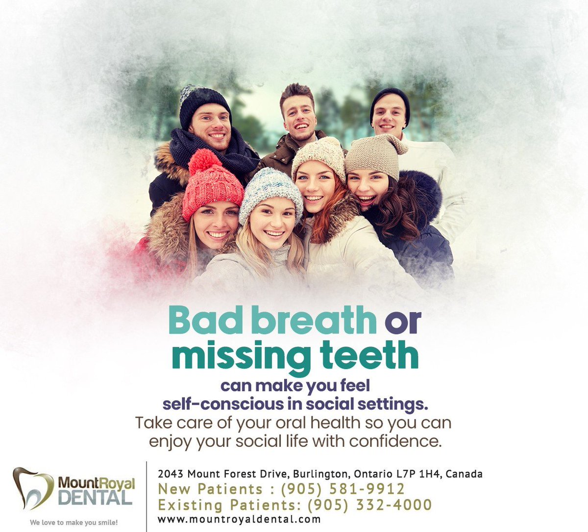 Good oral health is essential for overall well-being, influencing everything from self-confidence to social interactions. Book a consultation with our team at mountroyaldental.com for expert oral care and advice. #oralhealth #burlington #ON #mountroyaldental