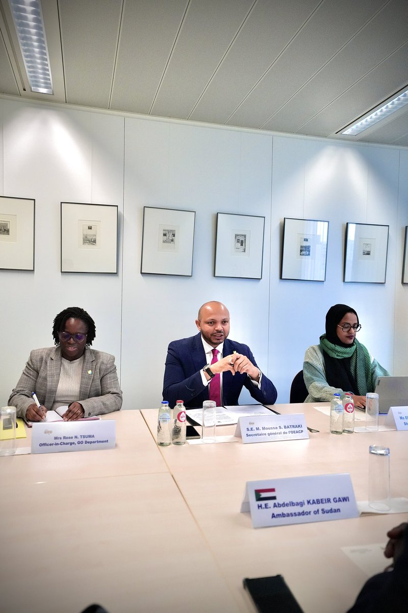 PressACP's tweet image. The Secretary-General of the OACPS, H.E. Moussa S. Batraki (@MBatraki), received H.E. Abdelbagi Kabeir Gawi, Ambassador of Sudan, who paid a courtesy call on him.

The visit reaffirmed Sudans committed to the work of the OACPS and its dedication to the vision and mission of the…