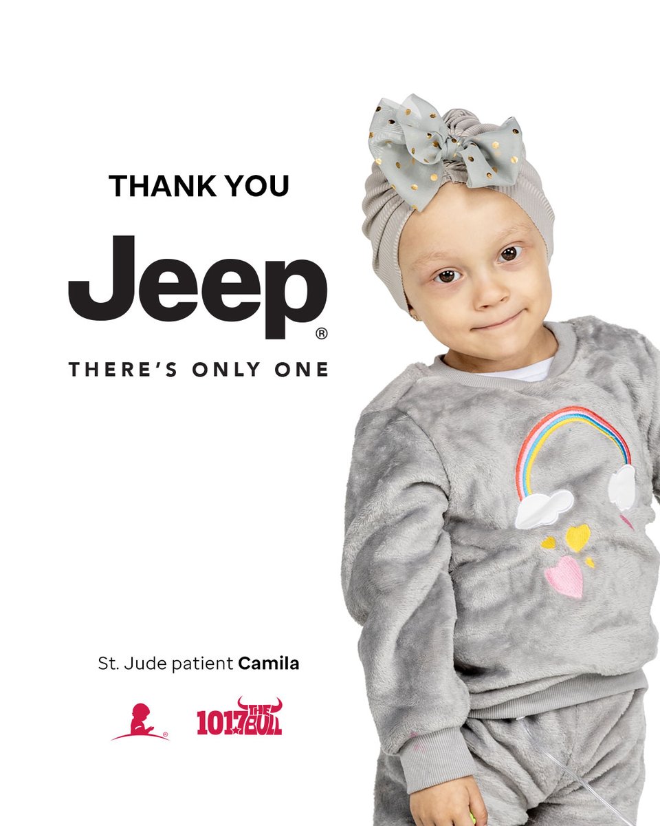 Thank you to our friends at @jeep for supporting our efforts to further the @stjude mission. Together with St. Jude, we won’t stop until no child dies from cancer ❤️⁠
⁠
☎️ 1-800-795-1800⁠
📲 Text "BULL" to 55855⁠
🔗 thebull1017.com/give
⁠
#CountryCares #MusicGives⁠