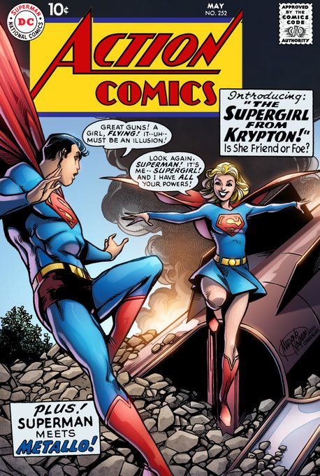 Based on a previous one-off iteration published to gauge public response to the concept of a female counterpart to Superman, #Supergirl  debuted 66 years ago and hasn't stopped morphing into different iterations since.

Art by me <a href="/MarianoPNavarro/">Mariano Navarro</a>
Color: <a href="/CabreraColor/">Hernan Cabrera</a>

1/2