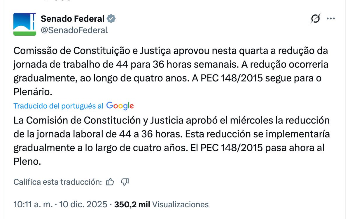 Pat_MercadoC's tweet image. En Brasil tienen una jornada laboral de 44 horas semanales desde 1988. Van hacia 40 horas en el primer año y a 36 horas en cuatro años. Y lo más importante: con 2 días descanso a la semana.

Es justa y razonable la propuesta de @MovCiudadanoMX: 

⏰Reducción a 40 horas con dos…
