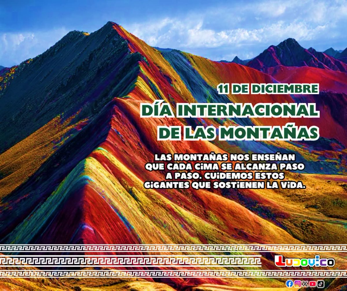 ludovicoxy's tweet photo. «Hoy celebramos la grandeza de nuestras montañas, fuente de vida, cultura e inspiración.» 🌎✨
#DíaDeLasMontañas #InternationalMountainDay  #MontañasVivas
▬▬▬▬▬🔶🔰💎🔰🔶▬▬▬▬▬
▓▒▒░░ ⭐ LUDOVICO ⭐ ░░▒▒▓
▬▬▬▬▬🔶🔰💎🔰🔶▬▬▬▬▬
@ludovicoxy
❤🧡💛💚💙💜🖤 https://t.co/AQbeIwXBtb